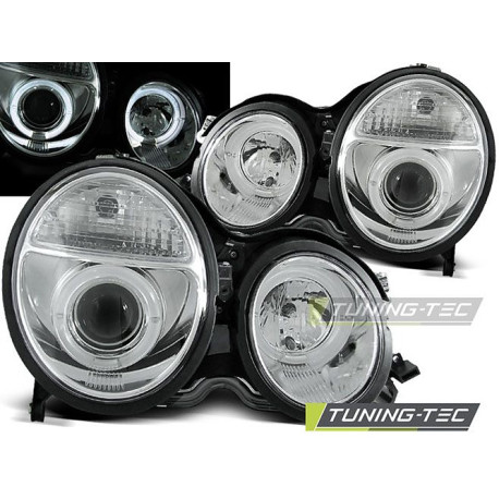 Осветление TUNING-TEC фарове (Ангелски очи) за MERCEDES W210 E-KLASA 06.99-02 (H7/H1), хром | race-shop.bg