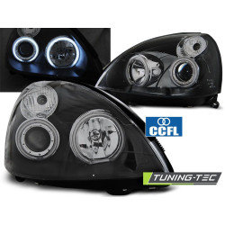 TUNING-TEC фарове (CCFL, Ангелски очи) за RENAULT CLIO II 06.01-09.05 (H7/H1), черен