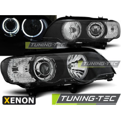 TUNING-TEC фарове (Ангелски очи) за XENON BMW X5 E53 09.99-10.03 (D2S/H7), черен, V2
