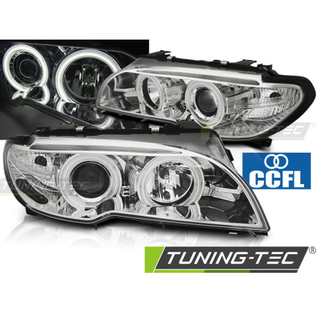 Осветление TUNING-TEC фарове (CCFL, Ангелски очи) за BMW E46 04.03-06 COUPE CABRIO (H7/H1), хром | race-shop.bg