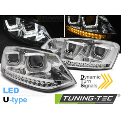 ФАРОВЕ U-LED LIGHT CHROME SEQ за VW POLO 6R 09-03.14