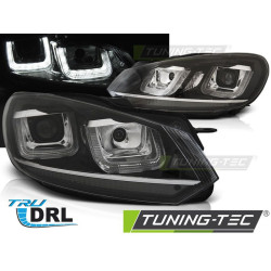 ФАРОВЕ U-LED LIGHT DRL ЧЕРЕН ХРОМ LINE за VW GOLF 6 08-12