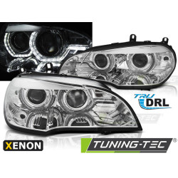 XENON ФАРОВЕ АНГЕЛСКИ ОЧИ LED DRL CHROME за BMW X5 E70 07-10