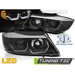ФАРОВЕ АНГЕЛСКИ ОЧИ LED 3D ЧЕРНИ за BMW E90/E91 05-08