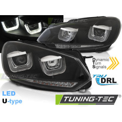TUNING-TEC LED фарове (U-LED, DRL, SEQ) за VW GOLF 6 08-12 (HB3), черен