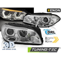 XENON ФАРОВЕ АНГЕЛСКИ ОЧИ LED DRL CHROME SEQ за BMW F10/F11 10-13