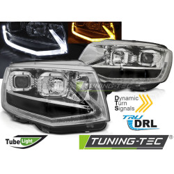 ФАРОВЕ TUBE LIGHT CHROME DRL SEQ за VW T6 15-19