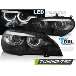 LED ФАРОВЕ АНГЕЛСКИ ОЧИ LED DRL ЧЕРЕН за BMW X5 E70 07-13 (XENON OEM)