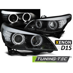 XENON D1S ФАР АНГЕЛСКИ ОЧИ ЧЕРНИ LED МИГАЧИ за BMW E60/E61 05-07