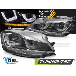 HEADLIGHTS LIGHT SEQ BLACK WITH CHROME LINE пасва VW GOLF 7 13-17