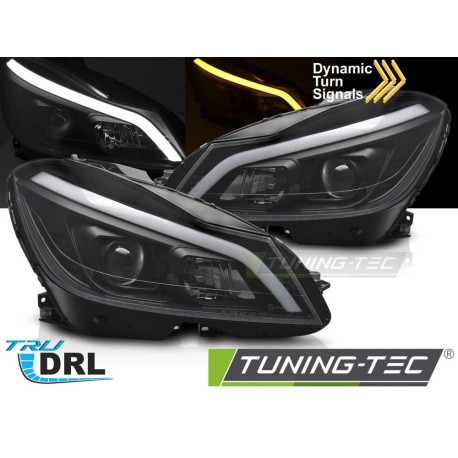 Осветление TUNING-TEC фарове (Tube Light, DRL, SEQ) за MERCEDES W204 11-14 (H9), черен | race-shop.bg