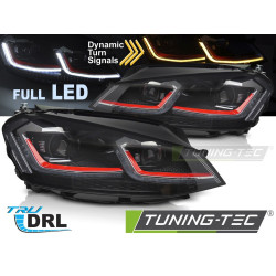 Предни фарове FULL LED за VW GOLF VII 13-17 (червени SEQ DRL)