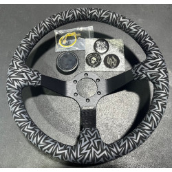Спортен волан с 3 спици RACES Acid Drift, 350мм, велур, отстъп 97мм, сив/черен