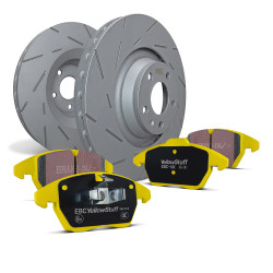 Преден комплект EBC PD08KF659 - Спирачни дискове Ultimax Grooved + накладки Yellowstuff