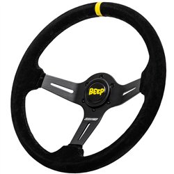 Спортен волан с 3 спици RACES Giallo Clarus, 350мм, велур, отстъп 70мм, черен/жълт