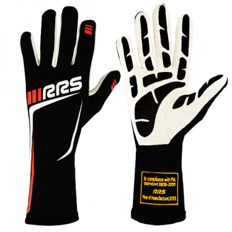 Ръкавици Състезателни ръкавици RRS Grip 3 с FIA (вътрешни шевове) червен / черен | race-shop.bg