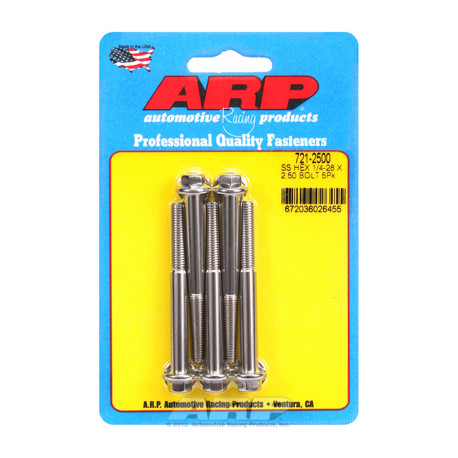 ARP Болтове "1/4""-28 x 2.500 hex SS болтове " (5бр ) | race-shop.bg