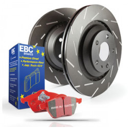 Преден комплект EBC PD07KF139 - Спирачни дискове Ultimax Grooved + накладки Redstuff Ceramic