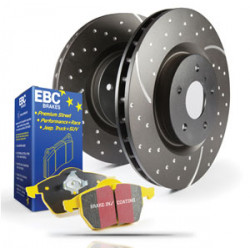 Преден комплект EBC PD13KF013 - Спирачни дискове Turbo Grooved + накладки Yellowstuff