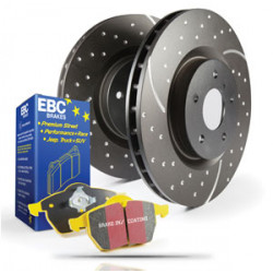 Преден комплект EBC PD13KF518 - Спирачни дискове Turbo Grooved + накладки Yellowstuff