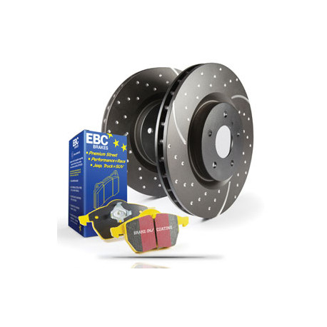 Спирачни дискове и накладки EBC Заден комплет EBC PD13KR033 - Спирачни дискове Turbo Grooved + накладки Yellowstuff | race-shop.bg