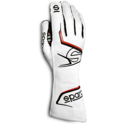 Състезателни ръкавици Sparco Arrow с FIA (външни шевове) бял