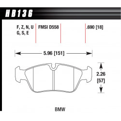 Предни накладки Hawk HB136G.690, Race, min-max 90°C-465°C