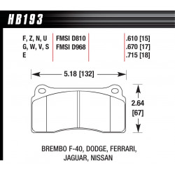 Задни накладки Hawk HB193S.670, Street performance, min-max 65°C-370°
