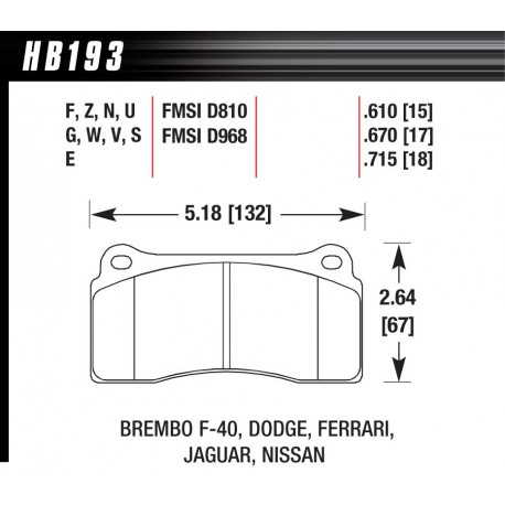 Накладки HAWK performance Задни накладки Hawk HB193S.670, Street performance, min-max 65°C-370° | race-shop.bg