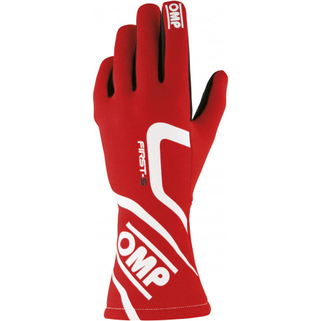 Акция Състезателни ръкавици OMP First-S с FIA (вътрешни шевове) червен | race-shop.bg