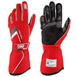 Състезателни ръкавици OMP Tecnica с хомологация от FIA (външен шев) червен