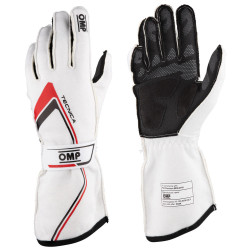 Състезателни ръкавици OMP Tecnica с хомологация от FIA (външен шев) бял