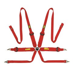 FIA 6 точкови спортни предпазни колани OMP TECNICA 2"/3" (50/76мм), червен