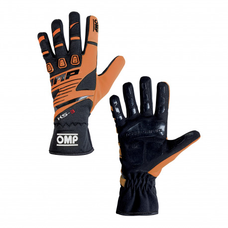Ръкавици Състезателни ръкавици OMP KS-3 (вътрешни шевове) черно / оранжеви | race-shop.bg