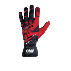 Състезателни ръкавици OMP KS-3 (вътрешни шевове) черно / червени