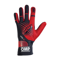 Състезателни ръкавици OMP KS-4 (вътрешни шевове) черно / червени