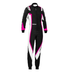 CIK-FIA детски гащеризон за картинг SPARCO Lady Kerb K44, черен/бял/розов
