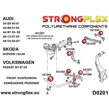 Passat B5 4motion (96-05) STRONGFLEX - 226209A: Комплект тампони SPORT | race-shop.bg