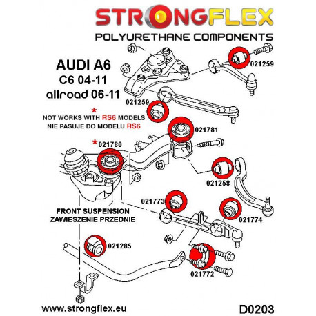 RS6 C6 (04-11) STRONGFLEX - 026211B: Комплект тампони за предно окачване | race-shop.bg