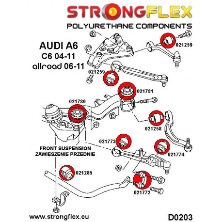C6 (04-11) Quattro & Allroad STRONGFLEX - 026210B: Full suspension bush kit | race-shop.bg