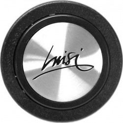 Бутон за клаксона на волана Volanti Luisi - сребърен с черен надпис "LUISI"