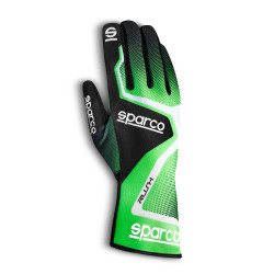 Състезателни ръкавици Sparco Rush (вътрешни шевове) черно/зелено