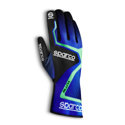 Състезателни ръкавици Sparco Rush (вътрешни шевове) blue/green