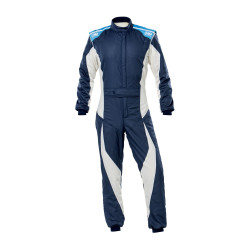 FIA състезателен гащеризон OMP Tecnica EVO blue/white/cyan