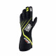 Състезателни ръкавици OMP ONE EVO X с хомологация на FIA (външни шевове) черен / жълт