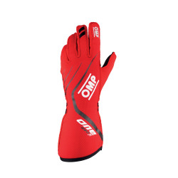 Състезателни ръкавици OMP ONE EVO X с хомологация на FIA (външни шевове) червена