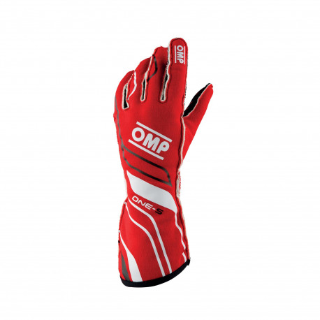 Ръкавици Състезателни ръкавици OMP ONE-S с хомологация на FIA (външни шевове) червено/бяло | race-shop.bg