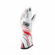 Ръкавици Състезателни ръкавици OMP ONE-S с хомологация на FIA (външни шевове) бяло/червено | race-shop.bg
