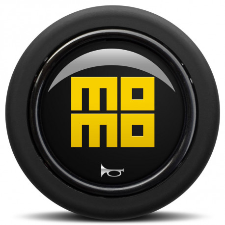 Фланци за бързо освобождаване MOMO Horn Button - glossy black yellow heritage logo 2CCR - round liplip | race-shop.bg