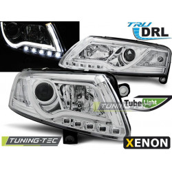 КСЕНОН ФАРОВЕ TUBE LIGHT DRL ХРОМ за AUDI A6 C6 04-08